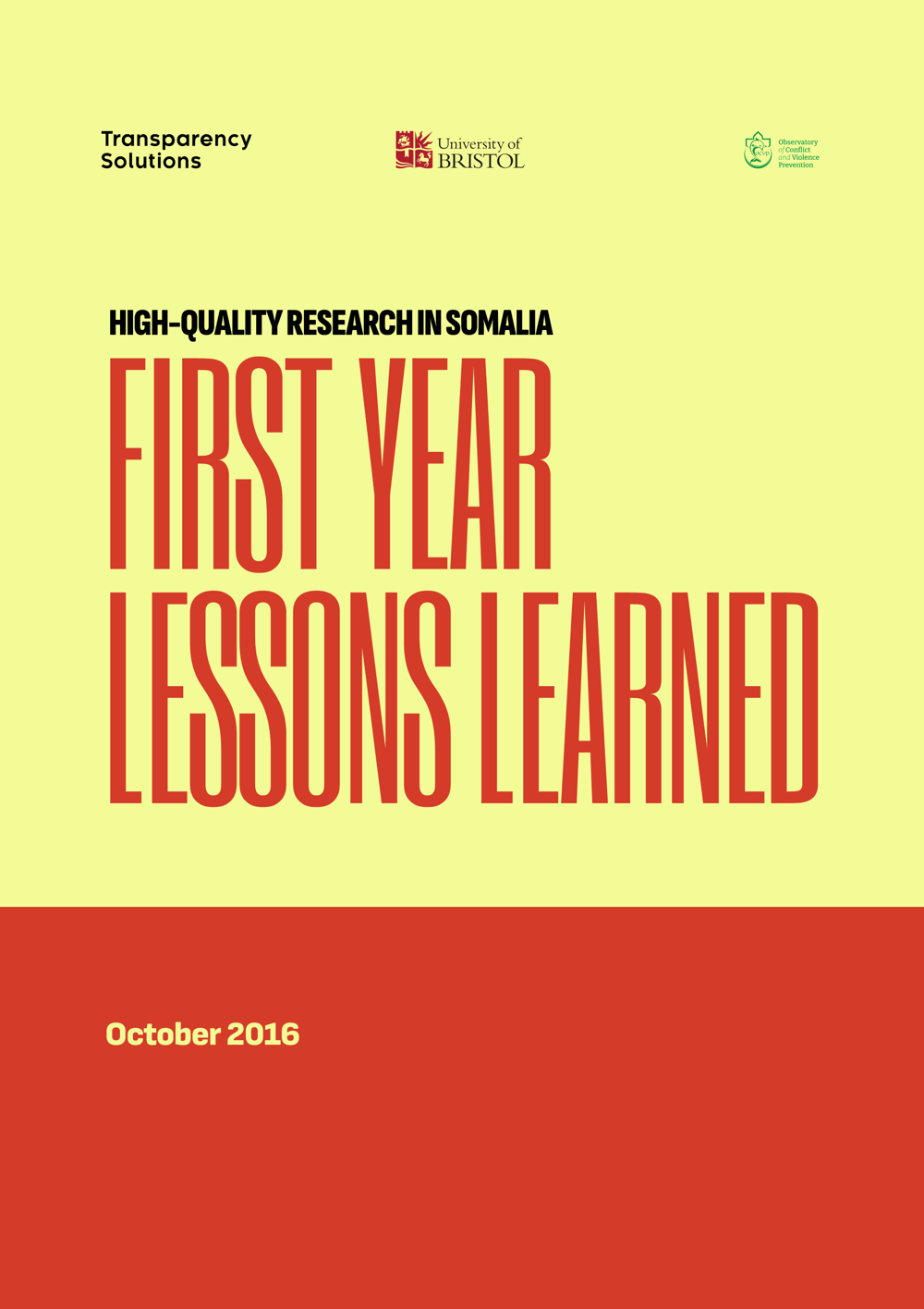 Cover art for the publication High-Quality Research in Somalia: First Year Lessons Learned